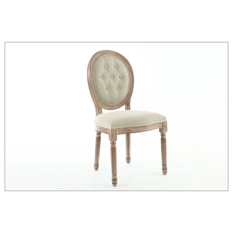 Lot de 2 chaises médaillon capitonnées Louis XVI tissu